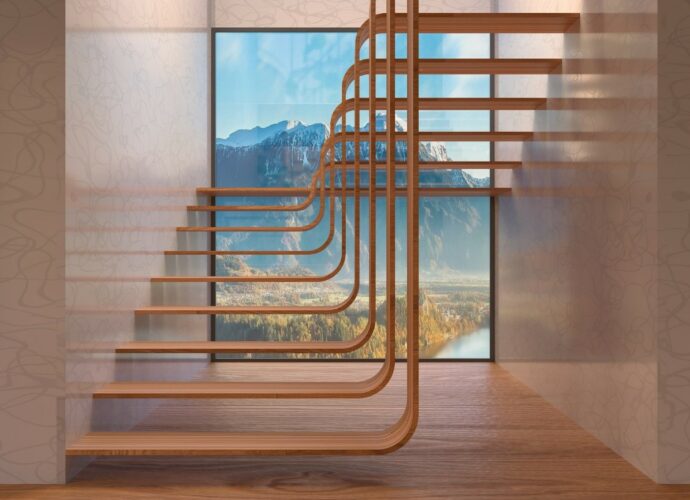 Schody samonośne drewniane