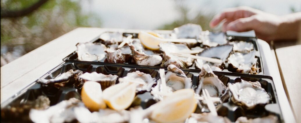 Świeże ostrygi na tacy - zdrowie z oceanu