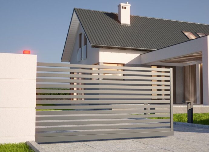 Nowoczesna brama wjazdowa przed domem