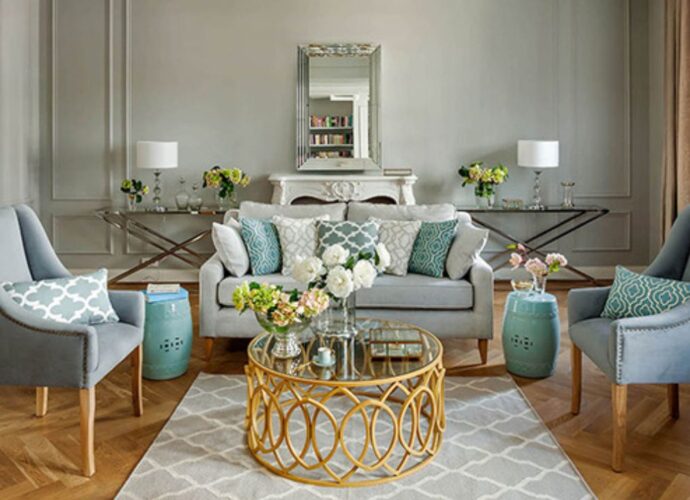 Salon urządzony meblami w stylu nowojorskim