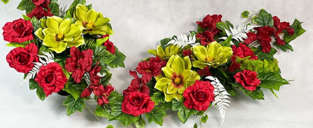 Stroik na cmentarz ze sztucznych kwiatów