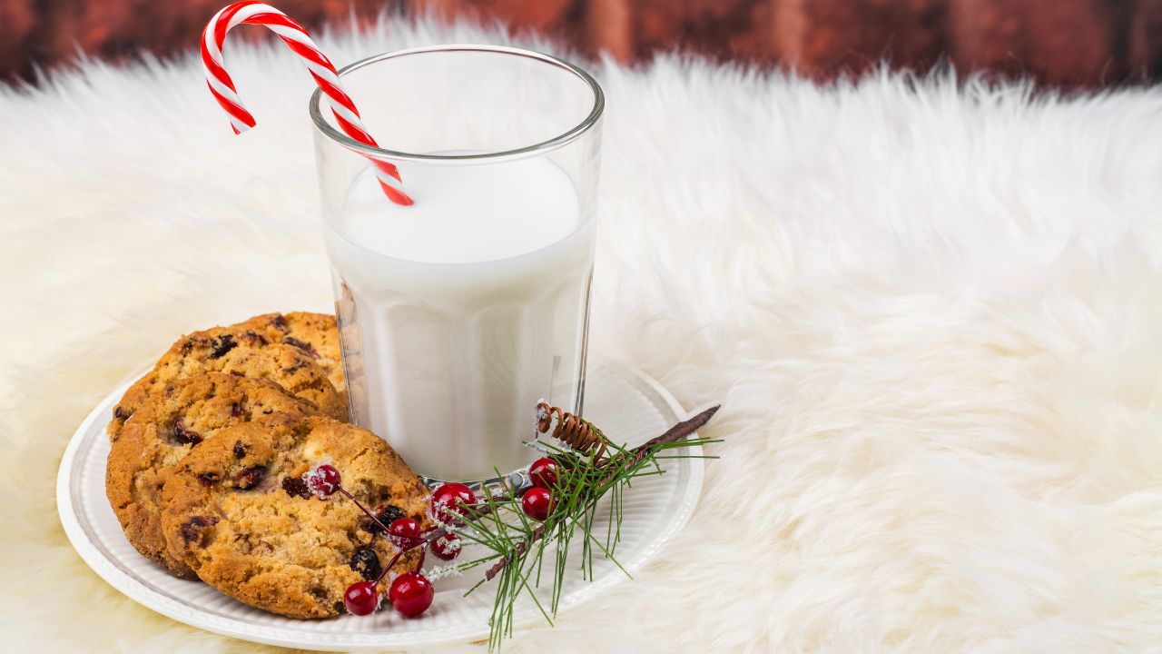 Tradycyjny poczęstunek dla Świętego Mikołaja - ciasteczka i mleko / Fot. Canva.com