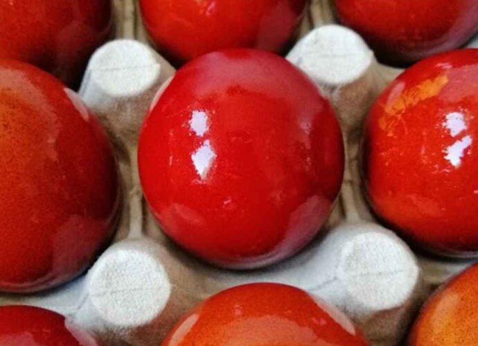 Pisanki zafarbowane w naturalnym barwniku - łusakch z cebuli