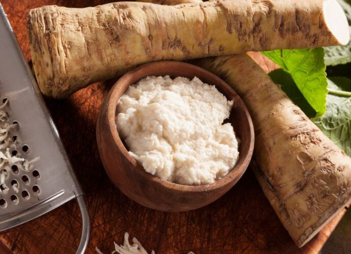 Utarty korzeń świeżego chrzanu