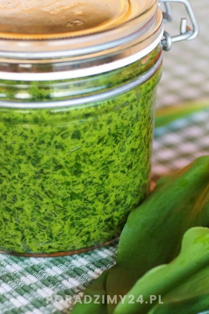 Pesto z czosnku niedźwiedziego w słoiku