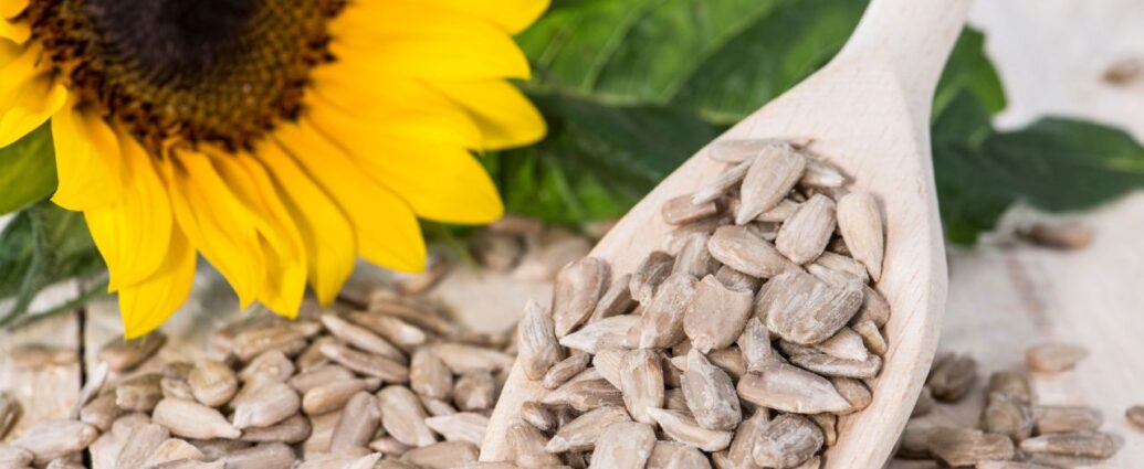 Kwiat słonecznika oraz łuskane nasiona